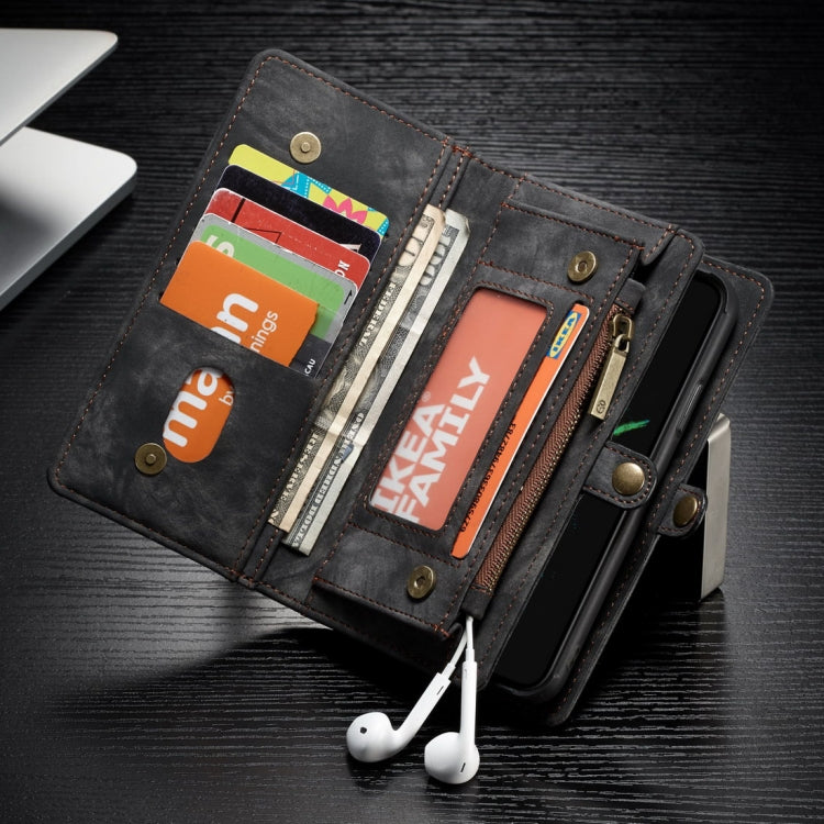 For iPhone X / XS CaseMe-008 TPU + PC Magnetic Absorption Detachable Back Cover Horizontal Flip Leather Case with Holder & Card Slots & Zipper Wallet & Photo Frame(Black) - free shipping - PMC Jewellery - Order now!