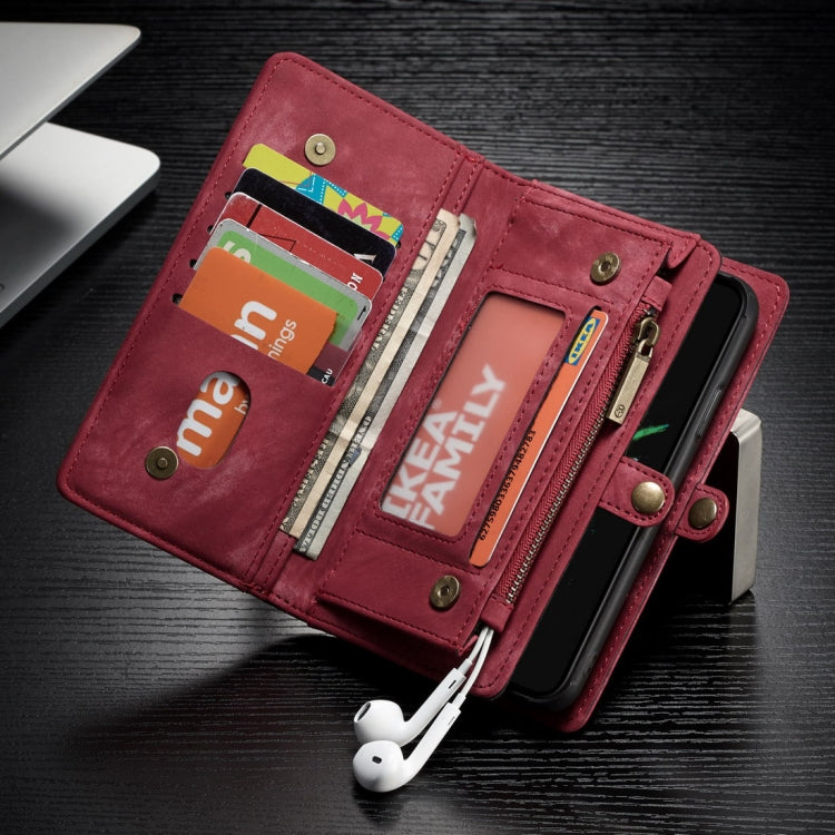 For iPhone X / XS CaseMe-008 TPU + PC Magnetic Absorption Detachable Back Cover Horizontal Flip Leather Case with Holder & Card Slots & Zipper Wallet & Photo Frame(Red) - More iPhone Cases by CaseMe | Online Shopping South Africa | PMC Jewellery | Buy Now Pay Later Mobicred