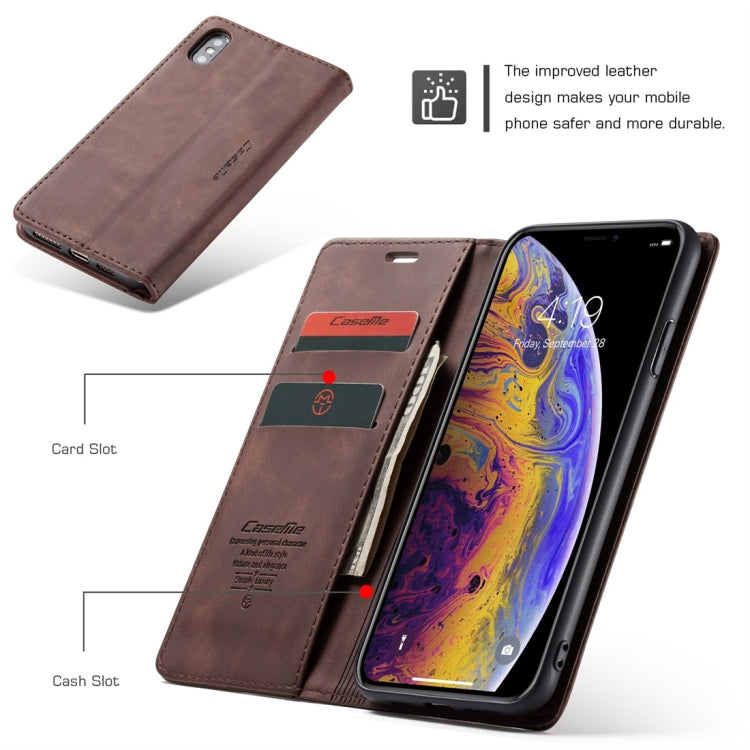 For iPhone XS Max CaseMe-013 Multifunctional Retro Frosted Horizontal Flip Leather Case with Card Slot & Holder & Wallet(Coffee) - More iPhone Cases by CaseMe | Online Shopping South Africa | PMC Jewellery | Buy Now Pay Later Mobicred
