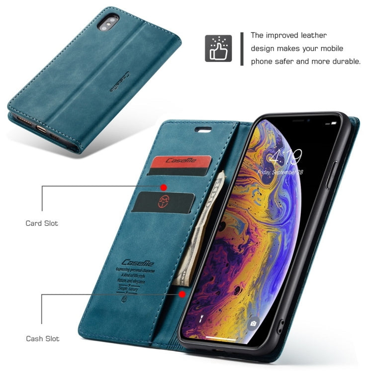 For iPhone XS Max CaseMe-013 Multifunctional Retro Frosted Horizontal Flip Leather Case with Card Slot & Holder & Wallet(Blue) - More iPhone Cases by CaseMe | Online Shopping South Africa | PMC Jewellery | Buy Now Pay Later Mobicred