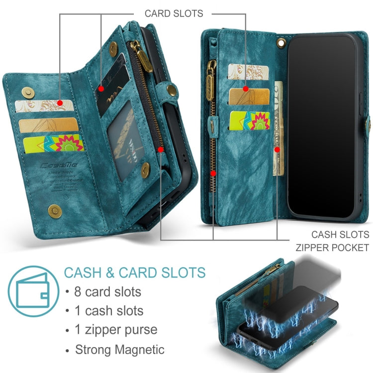 For iPhone XS Max CaseMe Detachable Multifunctional Horizontal Flip Leather Case with Card Slot & Holder & Zipper Wallet & Photo Frame (Blue) - free shipping - PMC Jewellery - Order now!
