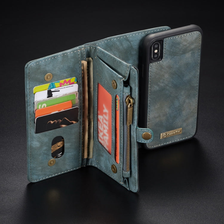 For iPhone XS Max CaseMe Detachable Multifunctional Horizontal Flip Leather Case with Card Slot & Holder & Zipper Wallet & Photo Frame (Blue) - free shipping - PMC Jewellery - Order now!