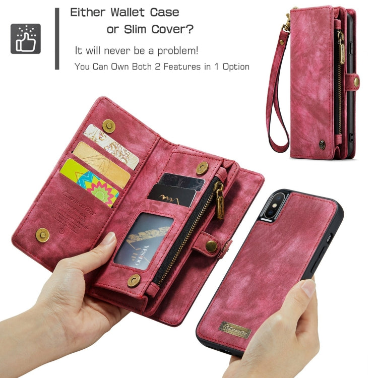 For iPhone XS Max CaseMe Detachable Multifunctional Horizontal Flip Leather Case with Card Slot & Holder & Zipper Wallet & Photo Frame (Red) - More iPhone Cases by CaseMe | Online Shopping South Africa | PMC Jewellery | Buy Now Pay Later Mobicred