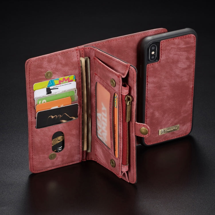 For iPhone XS Max CaseMe Detachable Multifunctional Horizontal Flip Leather Case with Card Slot & Holder & Zipper Wallet & Photo Frame (Red) - More iPhone Cases by CaseMe | Online Shopping South Africa | PMC Jewellery | Buy Now Pay Later Mobicred