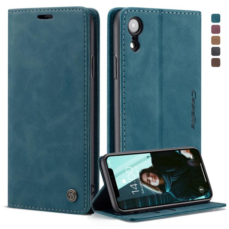 For iPhone XR CaseMe-013 Multifunctional Retro Frosted Horizontal Flip Leather Case with Card Slot & Holder & Wallet(Blue) - free shipping - PMC Jewellery - Order now!