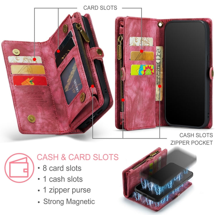 For iPhone XR CaseMe Detachable Multifunctional Horizontal Flip Leather Case with Card Slot & Holder & Zipper Wallet & Photo Frame (Red) - More iPhone Cases by CaseMe | Online Shopping South Africa | PMC Jewellery | Buy Now Pay Later Mobicred