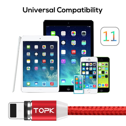 TOPK AM23 1m 2.4A Max USB to 8 Pin Nylon Braided Magnetic Charging Cable with LED Indicator(Red) - Charging Cable & Head by TOPK | Online Shopping South Africa | PMC Jewellery | Buy Now Pay Later Mobicred