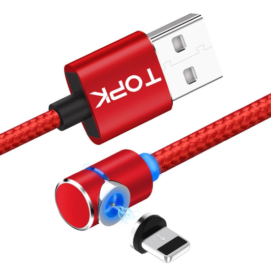 TOPK AM30 1m 2.4A Max USB to 8 Pin 90 Degree Elbow Magnetic Charging Cable with LED Indicator(Red) - Charging Cable & Head by TOPK | Online Shopping South Africa | PMC Jewellery | Buy Now Pay Later Mobicred