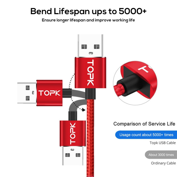 TOPK AM30 2m 2.4A Max USB to 8 Pin 90 Degree Elbow Magnetic Charging Cable with LED Indicator(Red) - Charging Cable & Head by TOPK | Online Shopping South Africa | PMC Jewellery | Buy Now Pay Later Mobicred