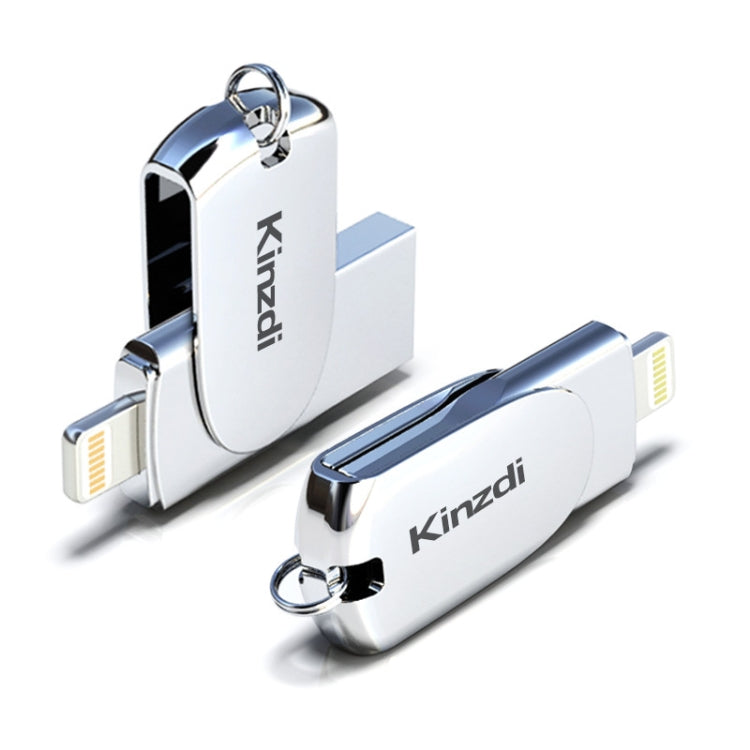 Kinzdi 32GB USB + 8 Pin Interface Metal Twister Flash U Disk (Silver) - USB Flash Drives by Kinzdi | Online Shopping South Africa | PMC Jewellery | Buy Now Pay Later Mobicred