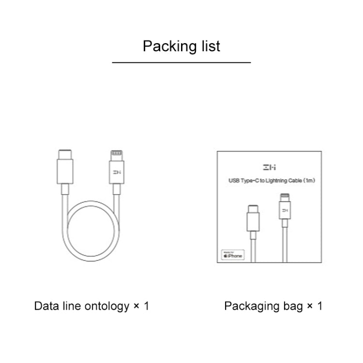 Original Xiaomi AL870C ZMI Type-C / USB-C to 8 Pin Charging Cable, Length: 1m(White) - MFI Cable by Xiaomi | Online Shopping South Africa | PMC Jewellery | Buy Now Pay Later Mobicred