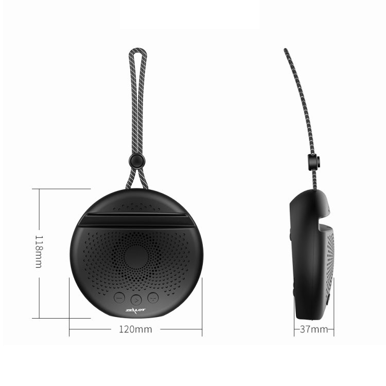 ZEALOT S24 Portable Stereo Bluetooth Speaker with Lanyard & Mobile Card Slot Holder, Supports Hands-free Call & TF Card (Black) - free shipping - PMC Jewellery - Order now!