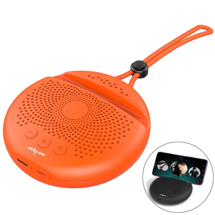 ZEALOT S24 Portable Stereo Bluetooth Speaker with Lanyard & Mobile Card Slot Holder, Supports Hands-free Call & TF Card (Orange) - Desktop Speaker by ZEALOT | Online Shopping South Africa | PMC Jewellery | Buy Now Pay Later Mobicred