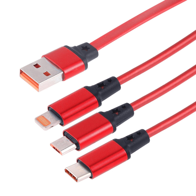 1.2m 3 in 1 USB to USB-C / Type-C + 8Pin + Micro USB Retractable Data Syn Charging Cable (Red) - Multifunction Cable by PMC Jewellery | Online Shopping South Africa | PMC Jewellery | Buy Now Pay Later Mobicred