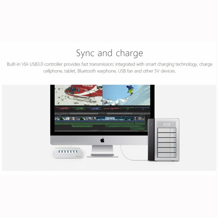 ORICO M3H7-V1 Aluminum Alloy 7 USB 3.0 Ports HUB with 30W Power Adapter - free shipping - PMC Jewellery - Order now!