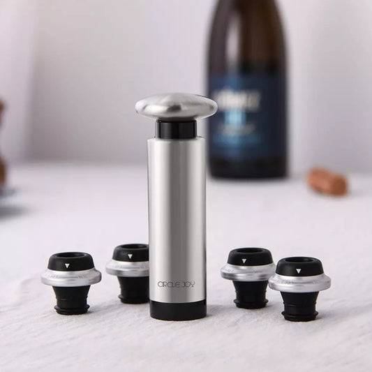 Original Xiaomi Youpin CircleJoy Stainless Steel Red Wine Preservation Stopper Set, Style: 4 Stoppers in One Pump - Bottle Stopper by Xiaomi Youpin | Online Shopping South Africa | PMC Jewellery | Buy Now Pay Later Mobicred