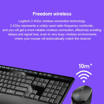 Logitech MK345 Wireless Full-size Keyboard + 2.4GHz 1000DPI Wireless Optical Mouse Set with Nano Receiver(Black) - Wireless Keyboard by Logitech | Online Shopping South Africa | PMC Jewellery | Buy Now Pay Later Mobicred