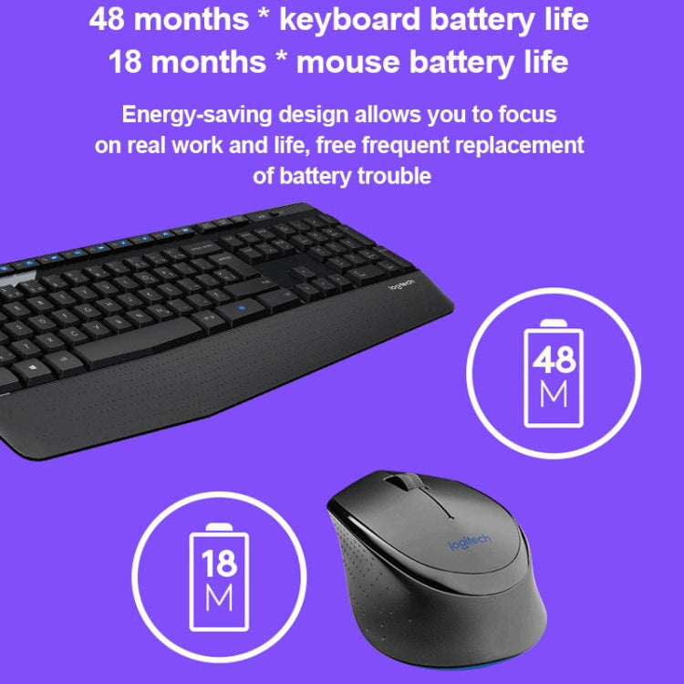 Logitech MK345 Wireless Full-size Keyboard + 2.4GHz 1000DPI Wireless Optical Mouse Set with Nano Receiver(Black) - Wireless Keyboard by Logitech | Online Shopping South Africa | PMC Jewellery | Buy Now Pay Later Mobicred