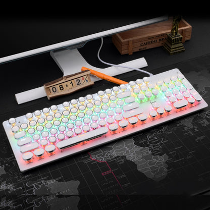 MSEZ HJK920-7 104-keys Electroplated Transparent Character Punk Keycap Colorful Backlit Wired Mechanical Gaming Keyboard, Support Autonomous Shaft Change(White) - Wired Keyboard by MS&EZ | Online Shopping South Africa | PMC Jewellery | Buy Now Pay Later Mobicred