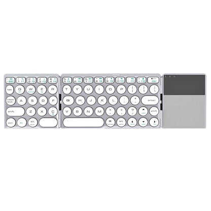 B052 Universal Round Keycap Mini Three-fold Bluetooth Wireless Keyboard with Touchpad (Silver) - Mini Keyboard by PMC Jewellery | Online Shopping South Africa | PMC Jewellery | Buy Now Pay Later Mobicred