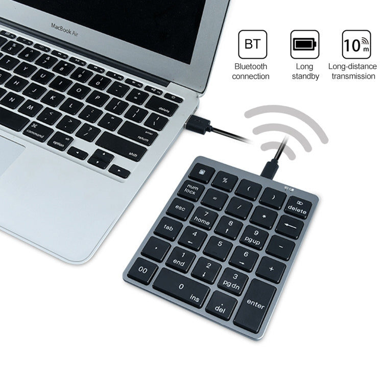 N970 Pro Dual Modes Aluminum Alloy Rechargeable Wireless Bluetooth Numeric Keyboard with USB HUB (Grey) - Mini Keyboard by PMC Jewellery | Online Shopping South Africa | PMC Jewellery | Buy Now Pay Later Mobicred