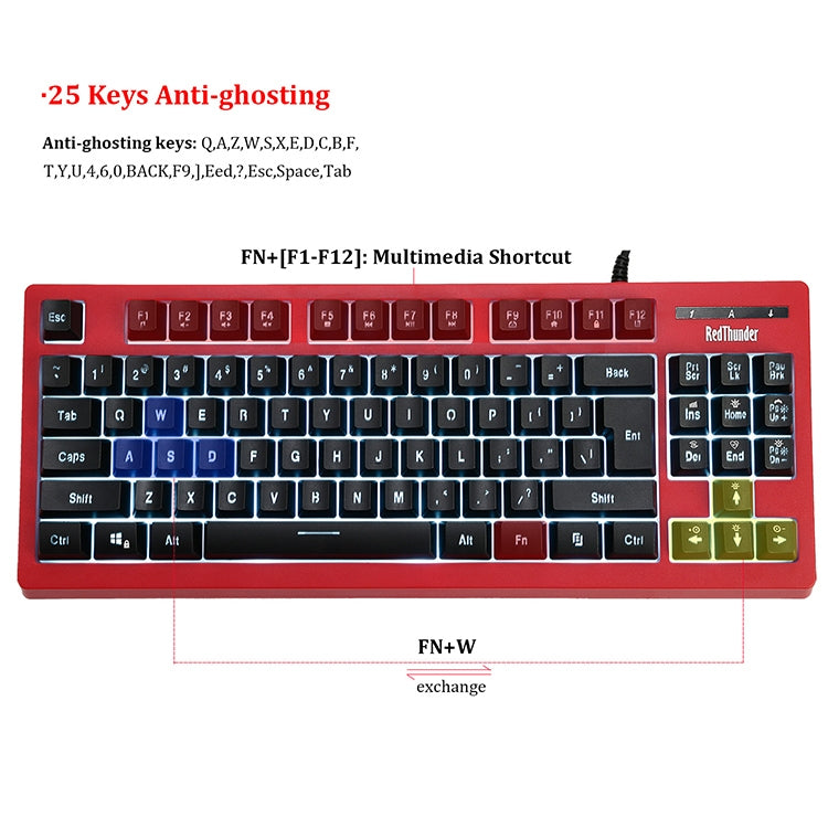 PK-870 USB Port RGB Lighting Mechanical Gaming Wired Keyboard (Black) - Wired Keyboard by PMC Jewellery | Online Shopping South Africa | PMC Jewellery | Buy Now Pay Later Mobicred