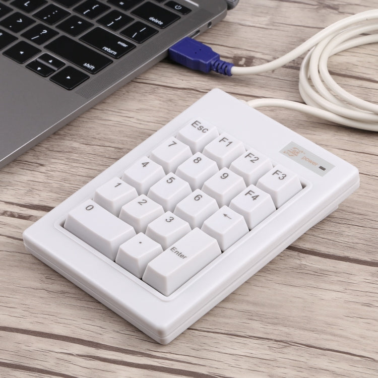 DX-18A 18-keys USB Wired Mechanical Black Shaft Mini Numeric Keyboard (White) - Mini Keyboard by PMC Jewellery | Online Shopping South Africa | PMC Jewellery | Buy Now Pay Later Mobicred