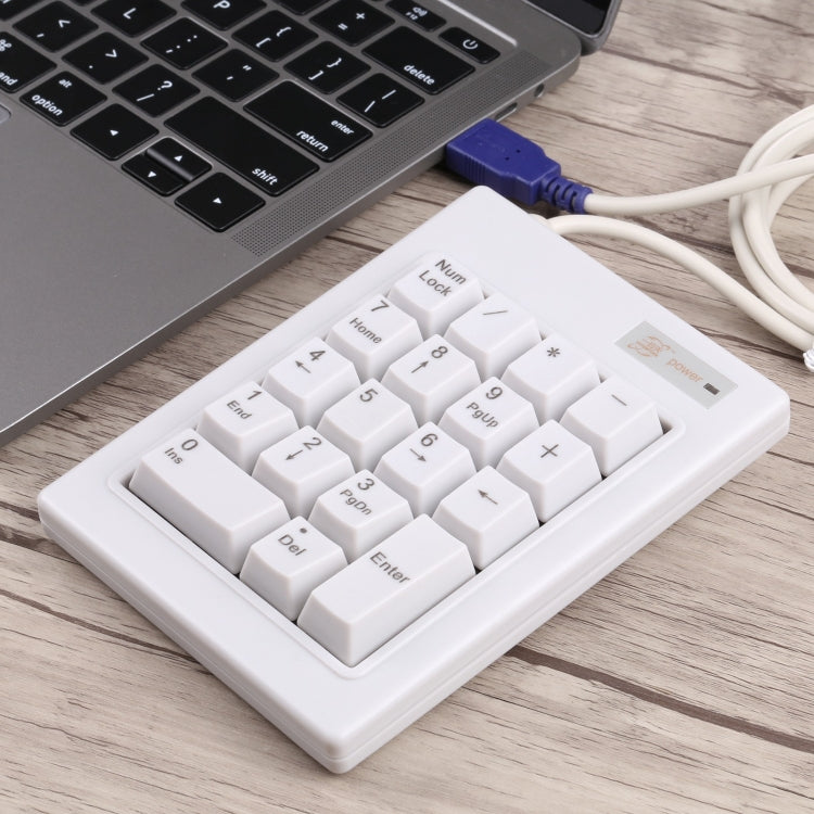 DX-18B 18-keys USB Wired Mechanical Black Shaft Mini Numeric Keyboard (White) - Mini Keyboard by PMC Jewellery | Online Shopping South Africa | PMC Jewellery | Buy Now Pay Later Mobicred