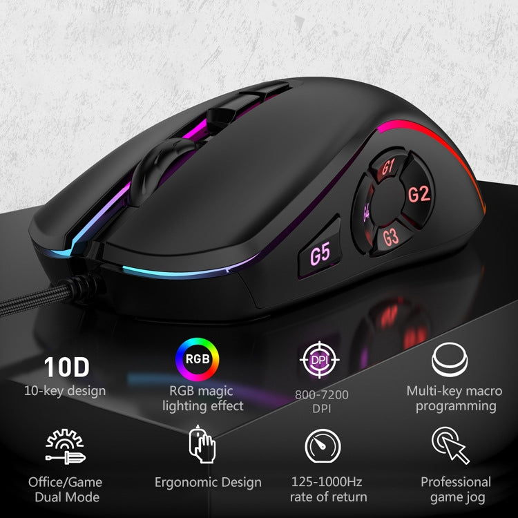 MKESPN X9 10 Buttons 7200DPI RGB Macro Definition Gaming Wired Mouse - free shipping - PMC Jewellery - Order now!