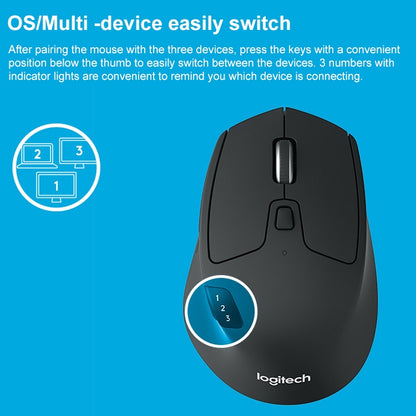 Logitech M720 1000DPI 2.4GHz Wireless Bluetooth Multimode Mouse (Black) - Wireless Mice by Logitech | Online Shopping South Africa | PMC Jewellery | Buy Now Pay Later Mobicred