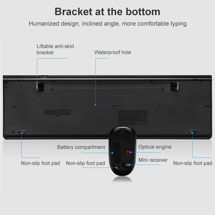 ZGB 8810 Mute Wireless Keyboard + Mouse Set (Black) - Wireless Keyboard by Chasing Leopard | Online Shopping South Africa | PMC Jewellery | Buy Now Pay Later Mobicred