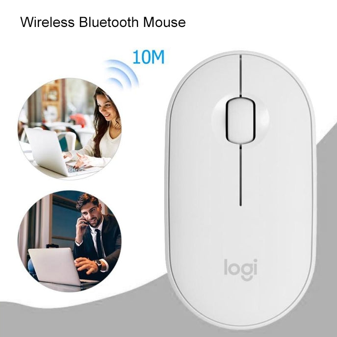 Logitech Pebble Cobblestone Shape Thin 3-keys 1000DPI Mute Wireless Bluetooth Optical Mouse, Wireless Range: 10m (Black) - Wireless Mice by Logitech | Online Shopping South Africa | PMC Jewellery | Buy Now Pay Later Mobicred