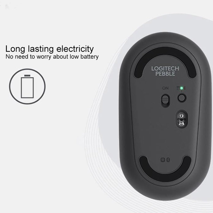 Logitech Pebble Cobblestone Shape Thin 3-keys 1000DPI Mute Wireless Bluetooth Optical Mouse, Wireless Range: 10m (Black) - free shipping - PMC Jewellery - Order now!