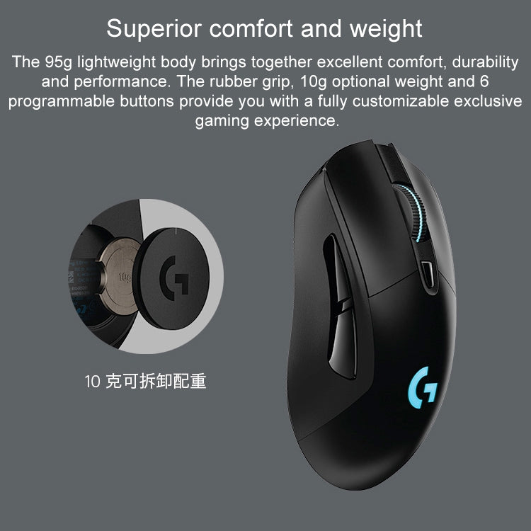 Logitech G703 LIGHTSPEED 16000 DPI 6 Programmable Buttons HERO 16K Sensor RGB Backlight Wireless Optical Gaming Mouse(Black) - free shipping - PMC TechLife - Order now!