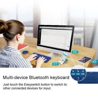 Logitech K380 Portable Multi-Device Wireless Bluetooth Keyboard (Blue) - Wireless Keyboard by Logitech | Online Shopping South Africa | PMC Jewellery | Buy Now Pay Later Mobicred