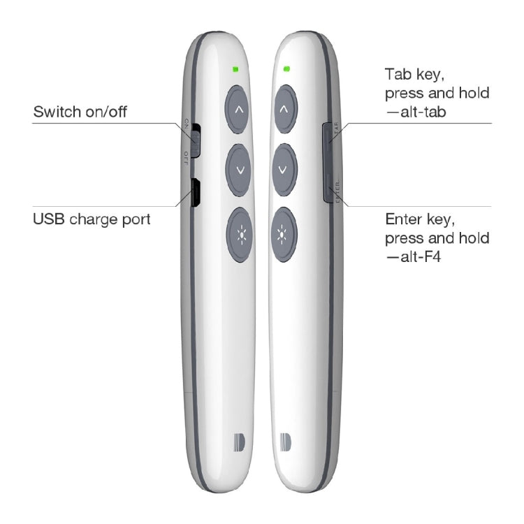 Doosl DSIT007 2.4GHz Rechargeable Powerpoint Presentation Wireless Cliker Remote Control Pen, Control Distance: 10m(White) - free shipping - PMC TechLife - Order now!