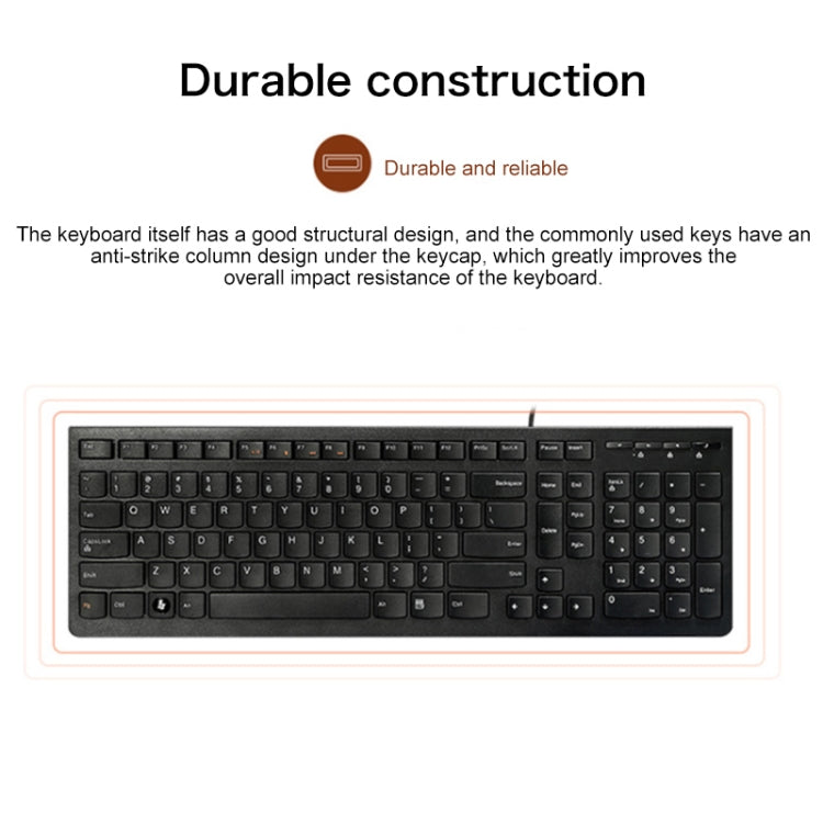Lenovo K5819 Office Simple Ultra-thin Wired Keyboard (Black) - free shipping - PMC Jewellery - Order now!