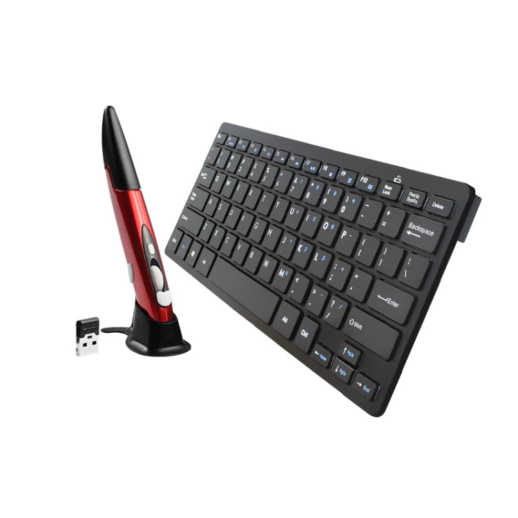 KM-808 2.4GHz Wireless Multimedia Keyboard + Wireless Optical Pen Mouse with USB Receiver Set for Computer PC Laptop, Random Pen Mouse Color Delivery(Black) - Wireless Keyboard by PMC Jewellery | Online Shopping South Africa | PMC Jewellery | Buy Now Pay Later Mobicred