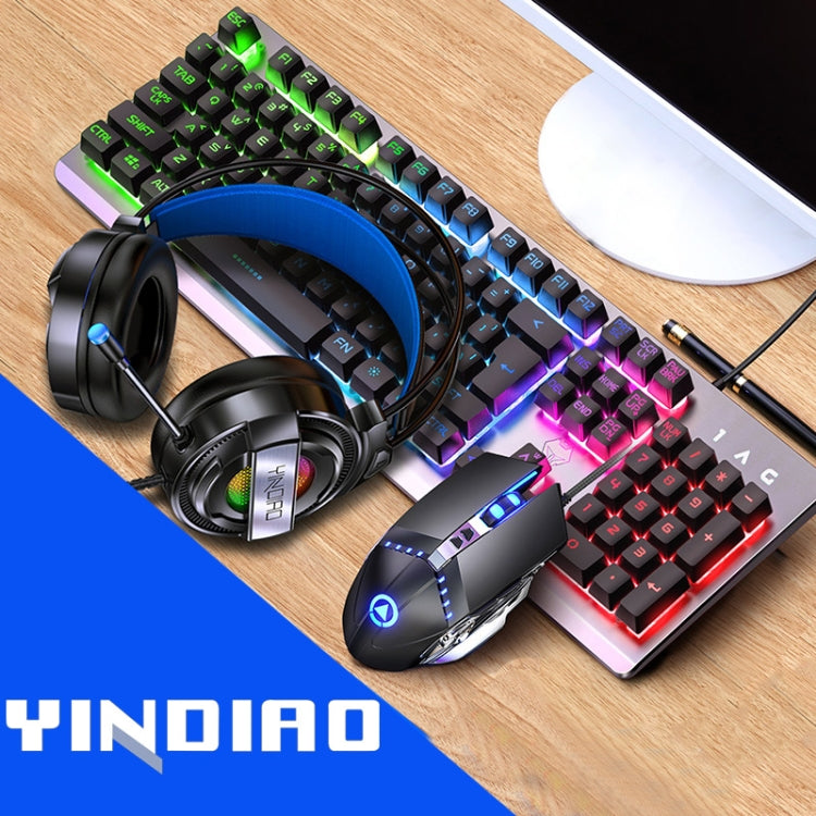 YINDIAO K002 USB Wired Mechanical Feel Sound Control RGB Backlight Keyboard + Optical Silent Mouse + Headset Set(Black) - Wired Keyboard by YINDIAO | Online Shopping South Africa | PMC Jewellery | Buy Now Pay Later Mobicred