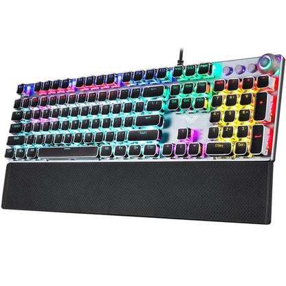 AULA F2088 108 Keys Mixed Light Plating Punk Mechanical Brown Switch Wired USB Gaming Keyboard with Metal Button(Silver) - Wired Keyboard by AULA | Online Shopping South Africa | PMC Jewellery | Buy Now Pay Later Mobicred