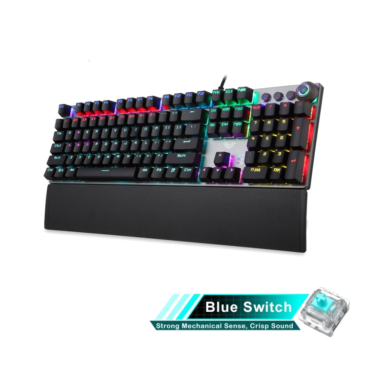 AULA F2088 108 Keys Mixed Light Mechanical Blue Switch Wired USB Gaming Keyboard with Metal Button(Black) - Wired Keyboard by AULA | Online Shopping South Africa | PMC Jewellery | Buy Now Pay Later Mobicred