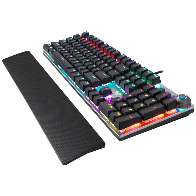 AULA F2088 108 Keys Mixed Light Mechanical Blue Switch Wired USB Gaming Keyboard with Metal Button(Black) - Wired Keyboard by AULA | Online Shopping South Africa | PMC Jewellery | Buy Now Pay Later Mobicred