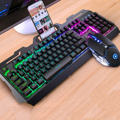 YINDIAO V2 Mechanical Feel Gaming Keyboard Mouse Set (Black Rainbow Light) - Wired Keyboard by YINDIAO | Online Shopping South Africa | PMC Jewellery | Buy Now Pay Later Mobicred