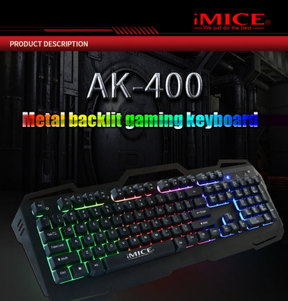 iMICE AK-400 USB Interface 104 Keys Wired Colorful Backlight Gaming Keyboard for Computer PC Laptop(Black) - Wired Keyboard by iMICE | Online Shopping South Africa | PMC Jewellery | Buy Now Pay Later Mobicred