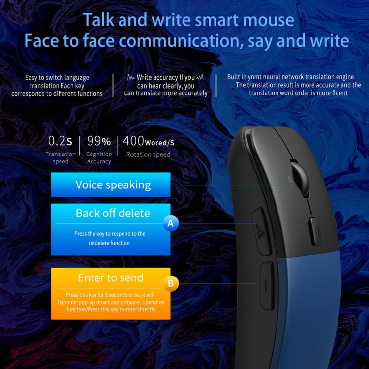 Boeleo BM01 Smart Voice Language Translation Wireless Mouse(Blue) - Wireless Mice by boeleo | Online Shopping South Africa | PMC Jewellery | Buy Now Pay Later Mobicred