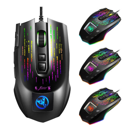 HXSJ J500 7 Keys RGB Programmable Display Screen Gaming Wired Mouse - Wired Mice by HXSJ | Online Shopping South Africa | PMC Jewellery | Buy Now Pay Later Mobicred