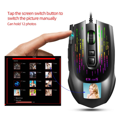 HXSJ J500 7 Keys RGB Programmable Display Screen Gaming Wired Mouse - Wired Mice by HXSJ | Online Shopping South Africa | PMC Jewellery | Buy Now Pay Later Mobicred