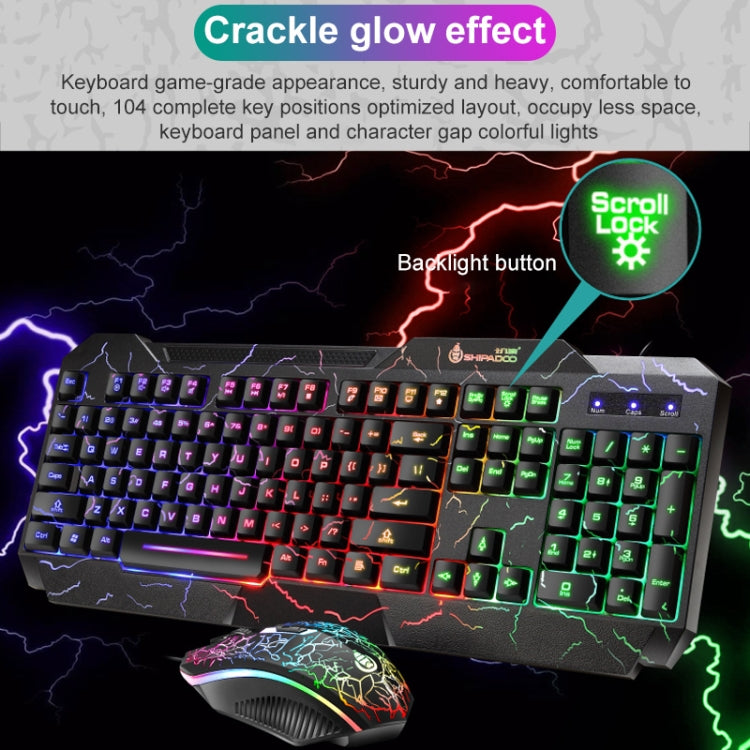 SHIPADOO D620 104-key Wired RGB Color Cracked Backlight Gaming Keyboard Mouse Kit for Laptop, PC - Wired Keyboard by SHIPADOO | Online Shopping South Africa | PMC Jewellery