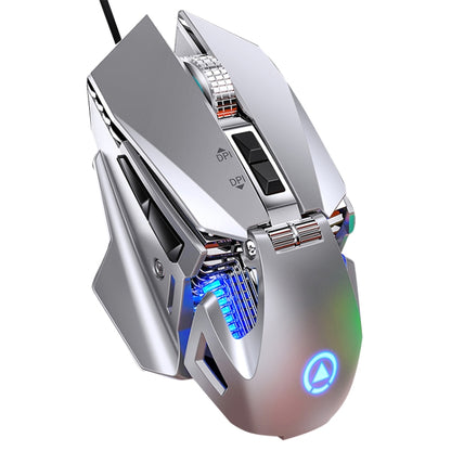 YINDIAO G10 7200DPI 7-modes Adjustable 7-keys RGB Light Wired Metal Mechanical Hard Core Macro Mouse, Style: Audio Version(Silver) - Wired Mice by YINDIAO | Online Shopping South Africa | PMC Jewellery | Buy Now Pay Later Mobicred