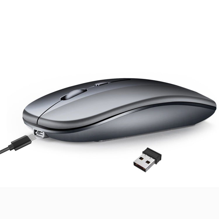 HXSJ M90 2.4GHz Ultrathin Mute Rechargeable Dual Mode Wireless Bluetooth Notebook PC Mouse(Grey) - Wireless Mice by HXSJ | Online Shopping South Africa | PMC Jewellery | Buy Now Pay Later Mobicred